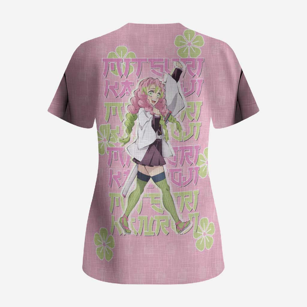 Kanroji Mitsuri Demon Slayer Scrub Top Pastel Blossom Anime Lovecore Style