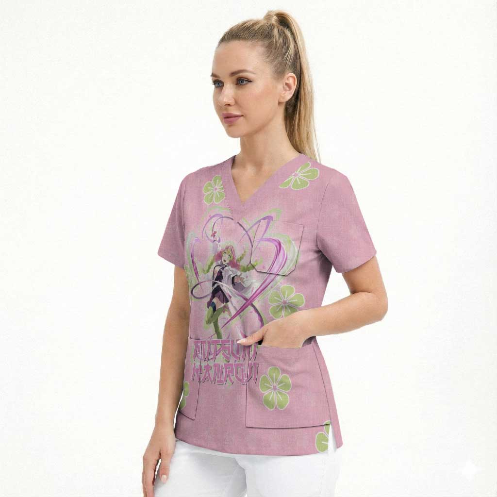 Kanroji Mitsuri Demon Slayer Scrub Top Pastel Blossom Anime Lovecore Style