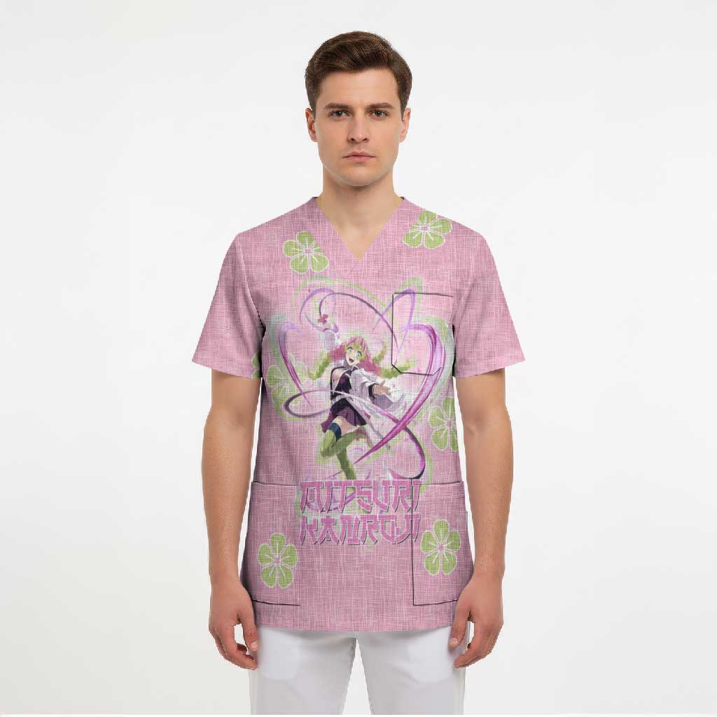 Kanroji Mitsuri Demon Slayer Scrub Top Pastel Blossom Anime Lovecore Style