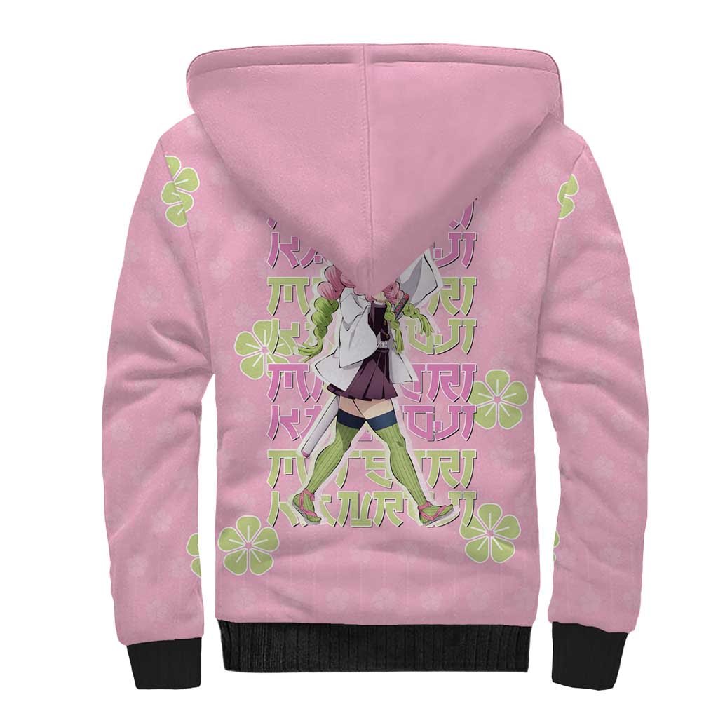 Kanroji Mitsuri Demon Slayer Sherpa Hoodie Pastel Blossom Anime Lovecore Style