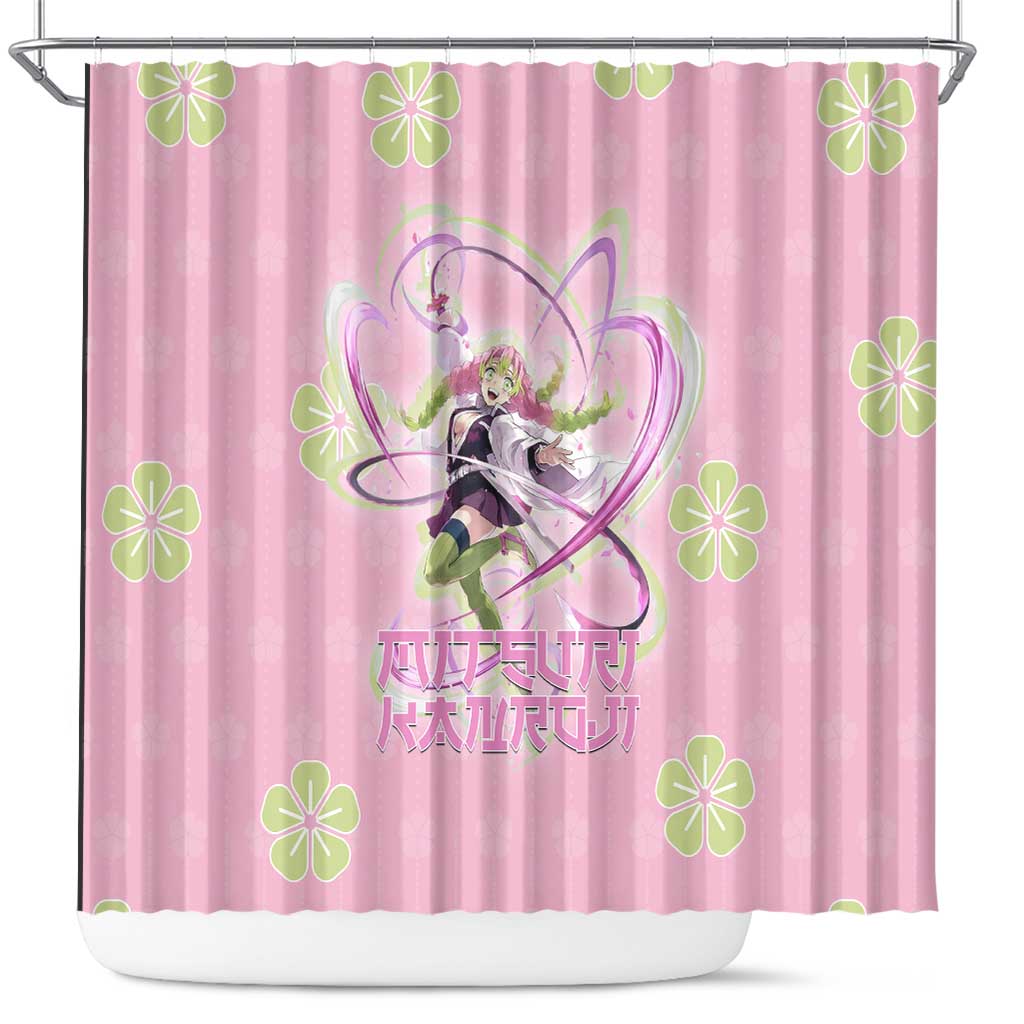 Kanroji Mitsuri Demon Slayer Shower Curtain Pastel Blossom Anime Lovecore Style