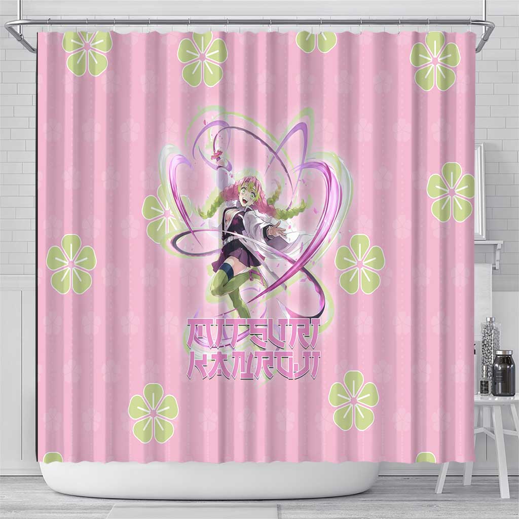 Kanroji Mitsuri Demon Slayer Shower Curtain Pastel Blossom Anime Lovecore Style