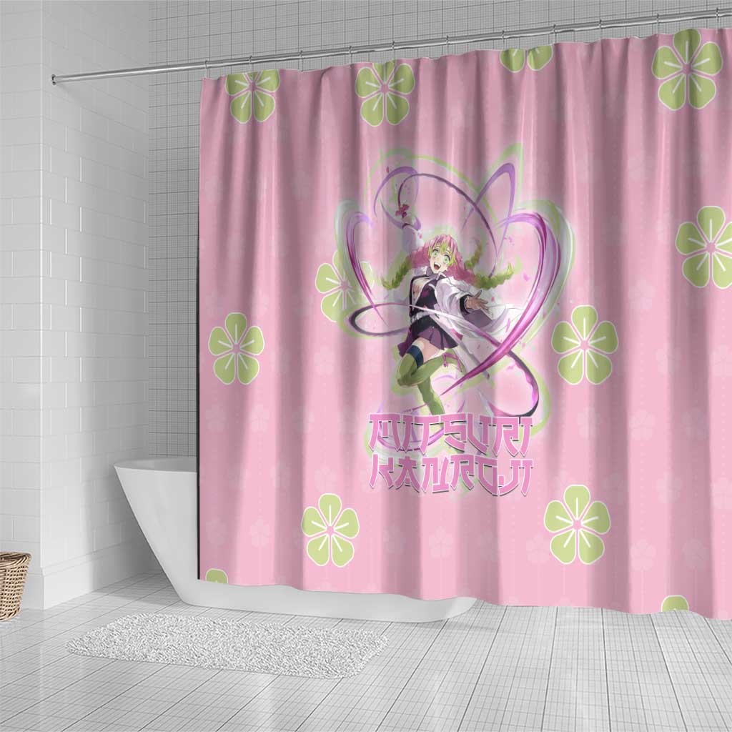 Kanroji Mitsuri Demon Slayer Shower Curtain Pastel Blossom Anime Lovecore Style