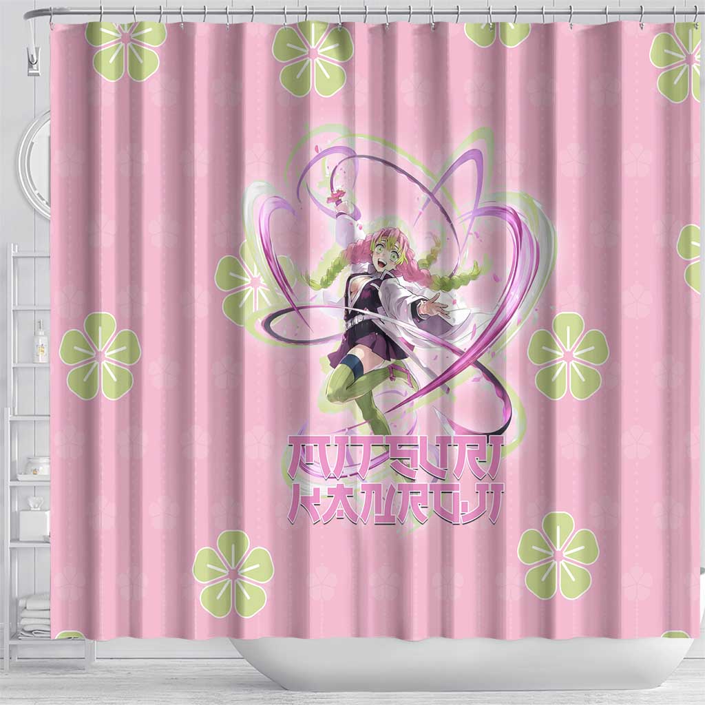 Kanroji Mitsuri Demon Slayer Shower Curtain Pastel Blossom Anime Lovecore Style