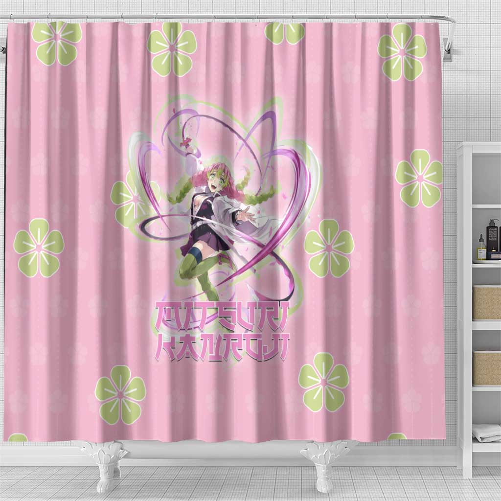 Kanroji Mitsuri Demon Slayer Shower Curtain Pastel Blossom Anime Lovecore Style