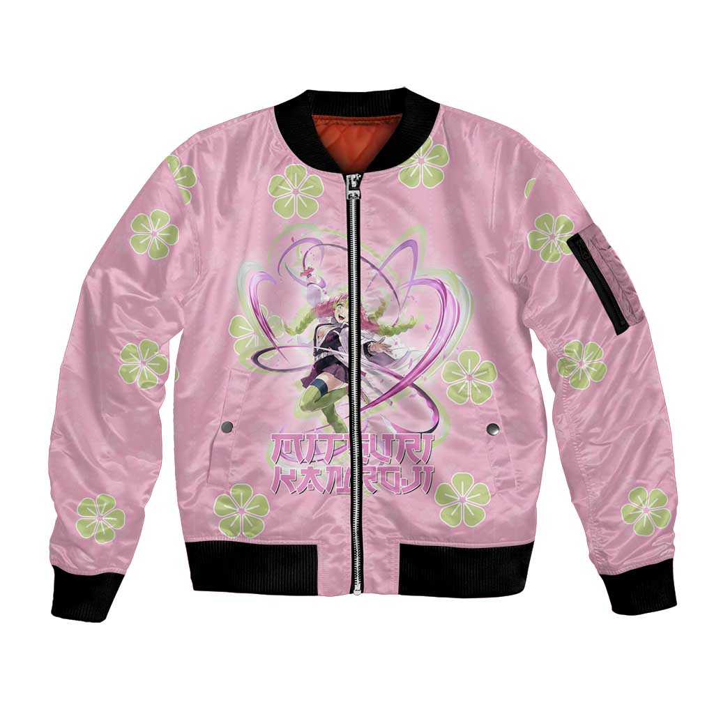 Kanroji Mitsuri Demon Slayer Sleeve Zip Bomber Jacket Pastel Blossom Anime Lovecore Style