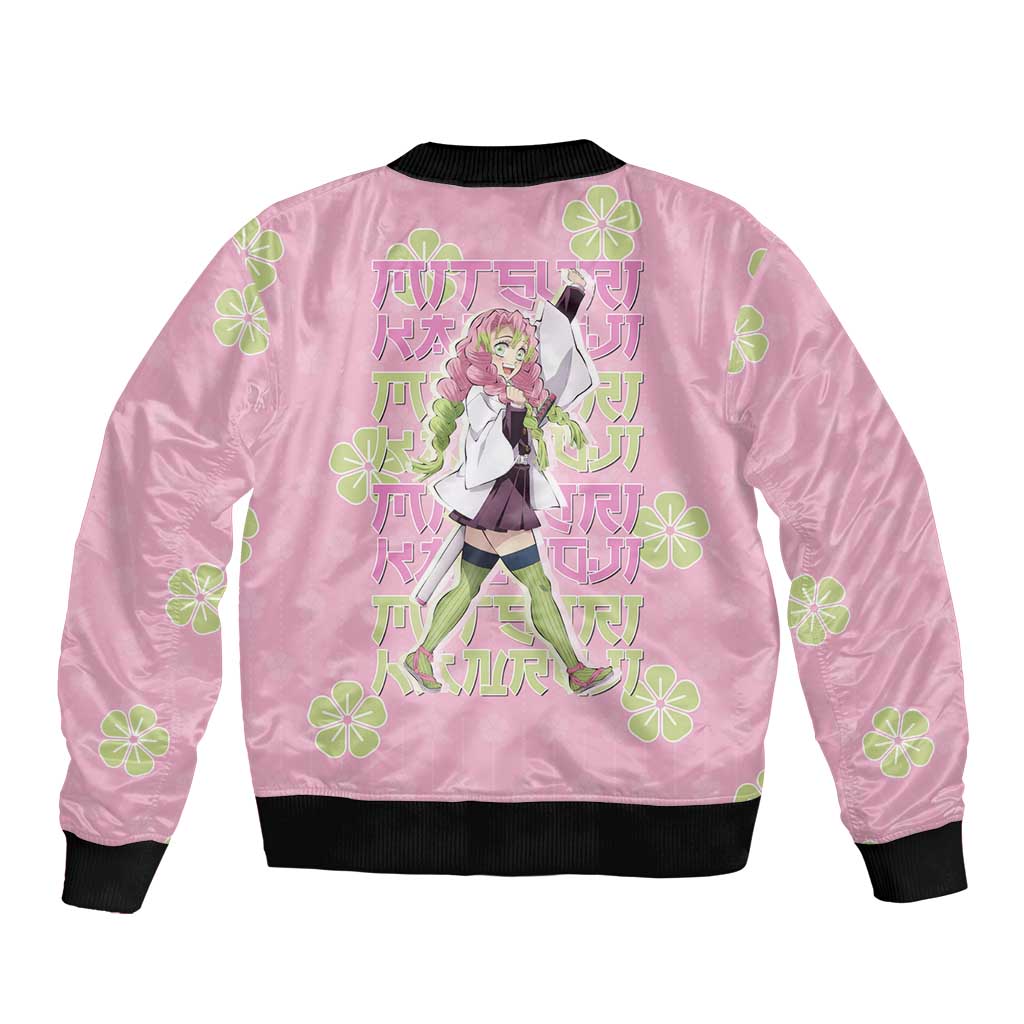 Kanroji Mitsuri Demon Slayer Sleeve Zip Bomber Jacket Pastel Blossom Anime Lovecore Style
