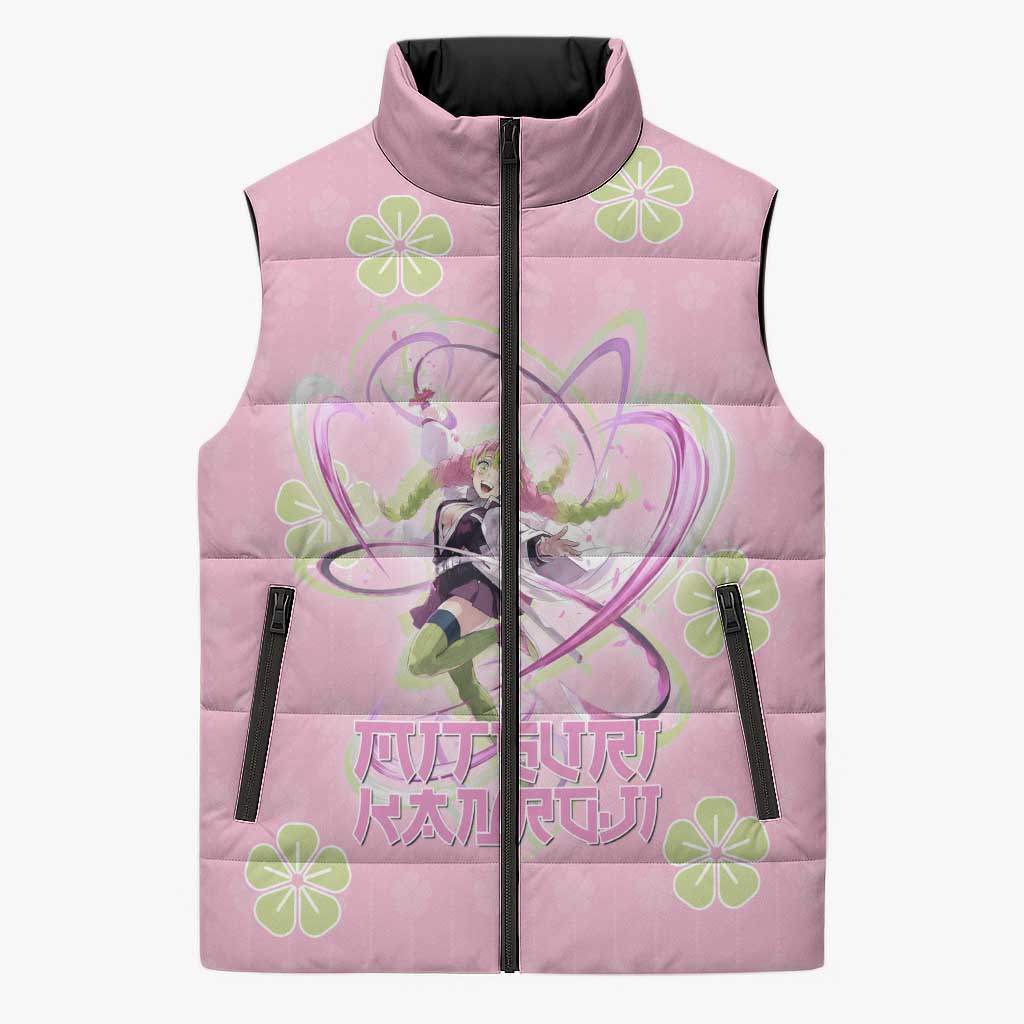 Kanroji Mitsuri Demon Slayer Sleeveless Puffer Jacket Pastel Blossom Anime Lovecore Style
