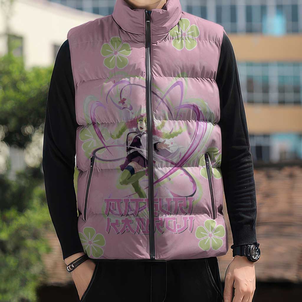 Kanroji Mitsuri Demon Slayer Sleeveless Puffer Jacket Pastel Blossom Anime Lovecore Style