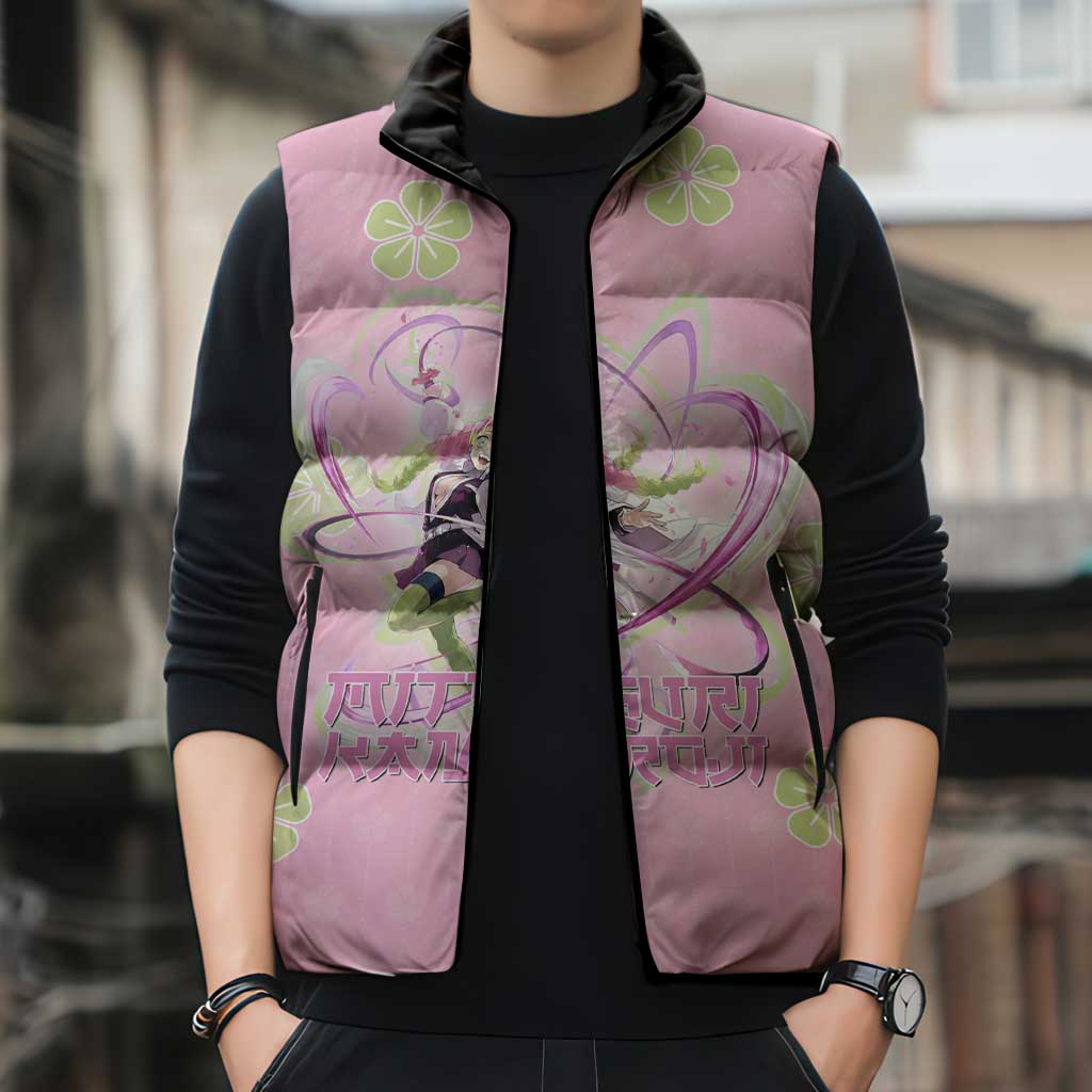 Kanroji Mitsuri Demon Slayer Sleeveless Puffer Jacket Pastel Blossom Anime Lovecore Style