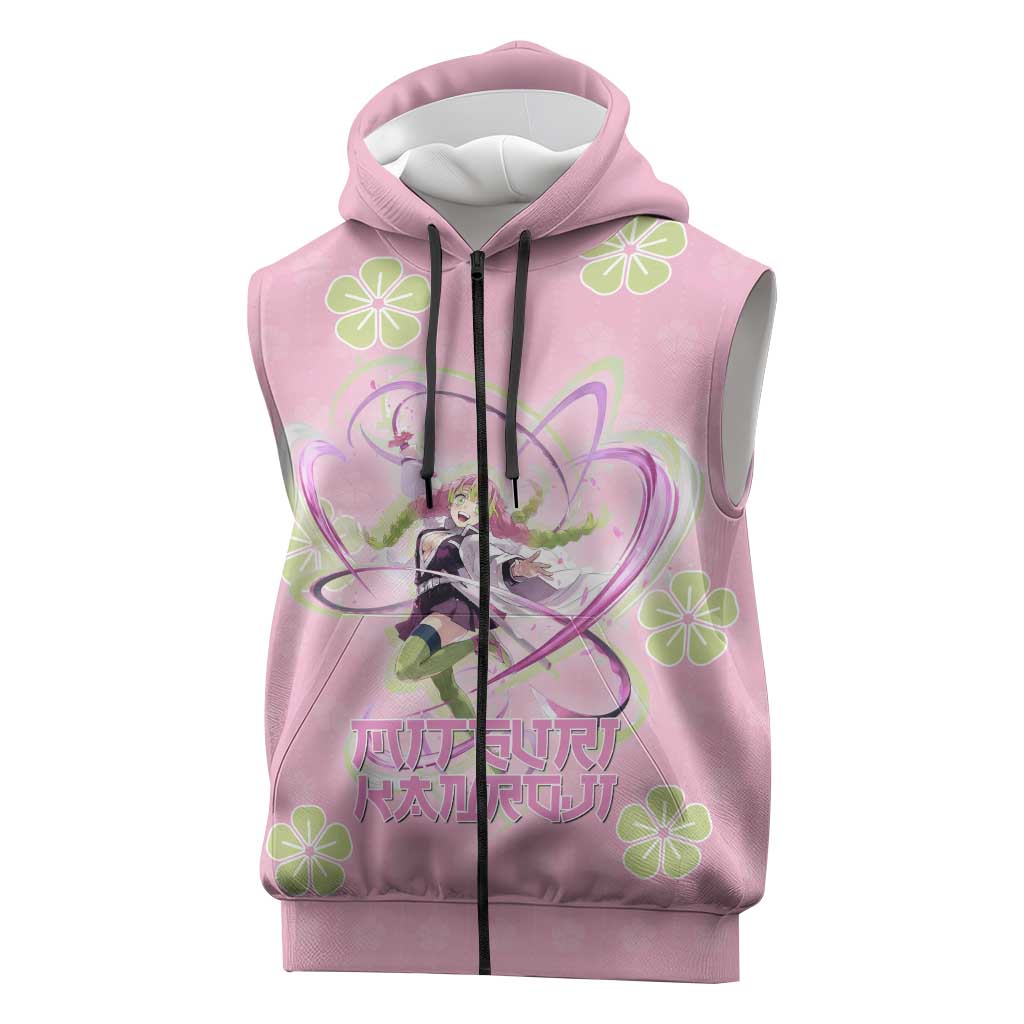 Kanroji Mitsuri Demon Slayer Sleeveless Zip Hoodie Pastel Blossom Anime Lovecore Style