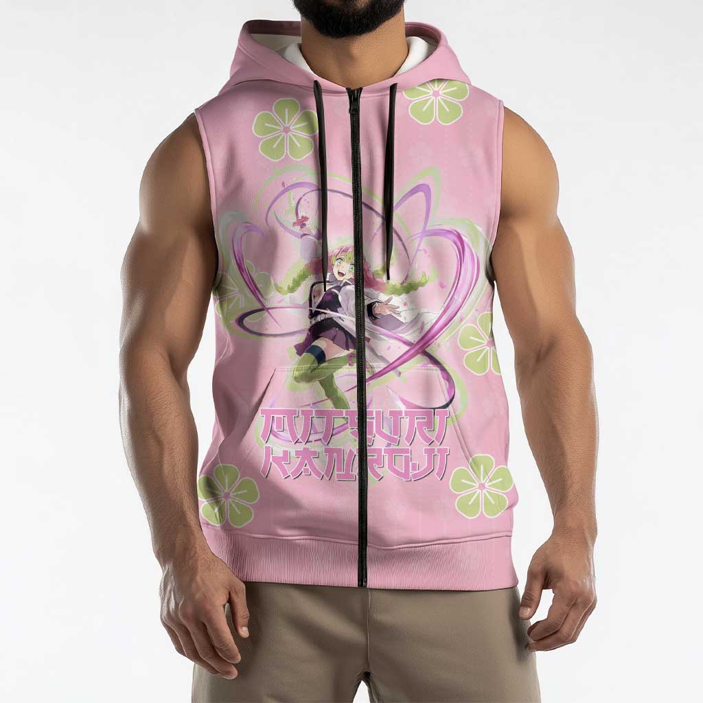 Kanroji Mitsuri Demon Slayer Sleeveless Zip Hoodie Pastel Blossom Anime Lovecore Style