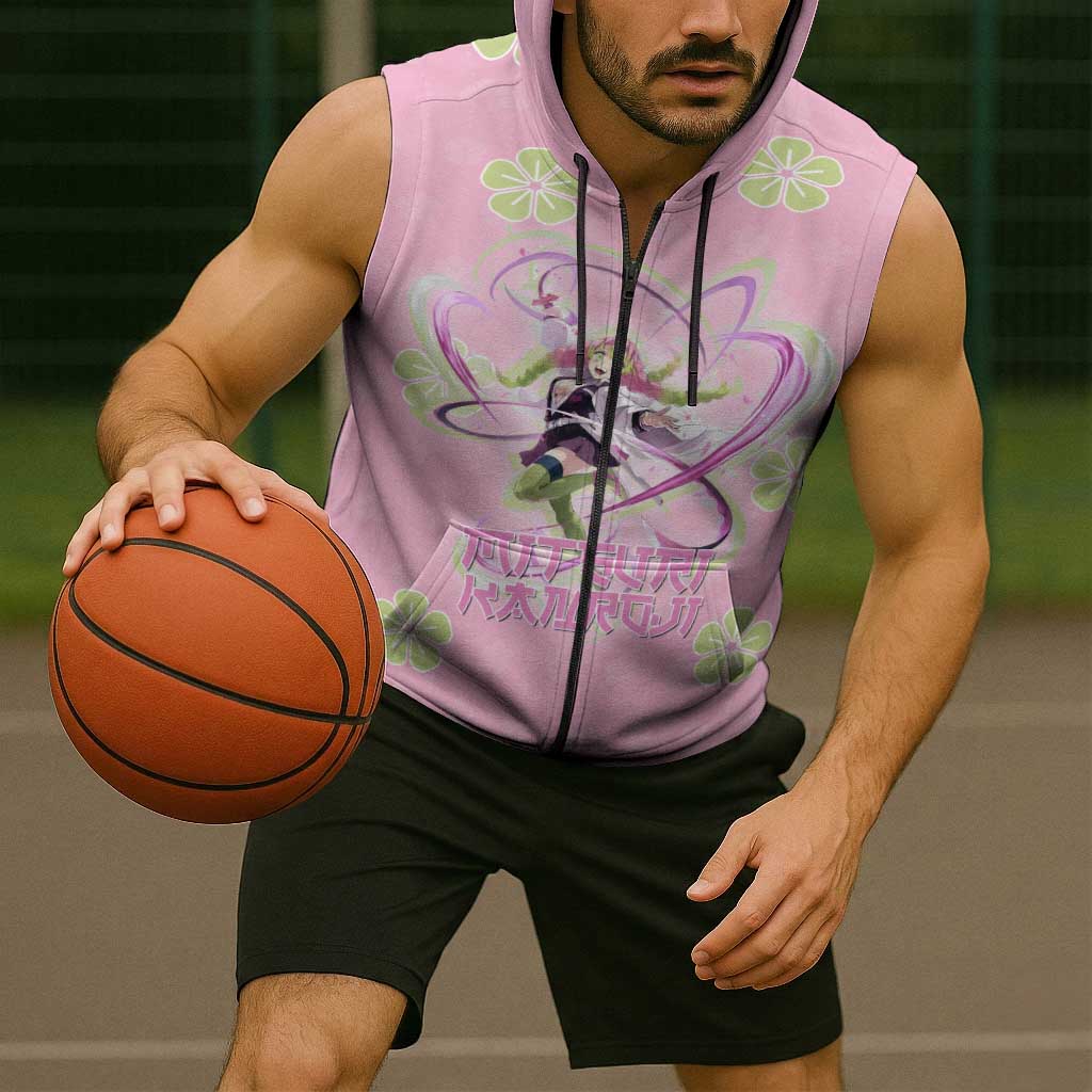 Kanroji Mitsuri Demon Slayer Sleeveless Zip Hoodie Pastel Blossom Anime Lovecore Style