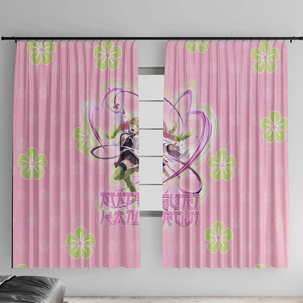 Kanroji Mitsuri Demon Slayer Window Curtain Pastel Blossom Anime Lovecore Style