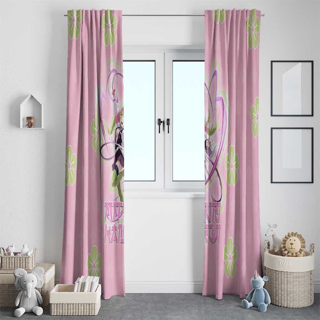 Kanroji Mitsuri Demon Slayer Window Curtain Pastel Blossom Anime Lovecore Style