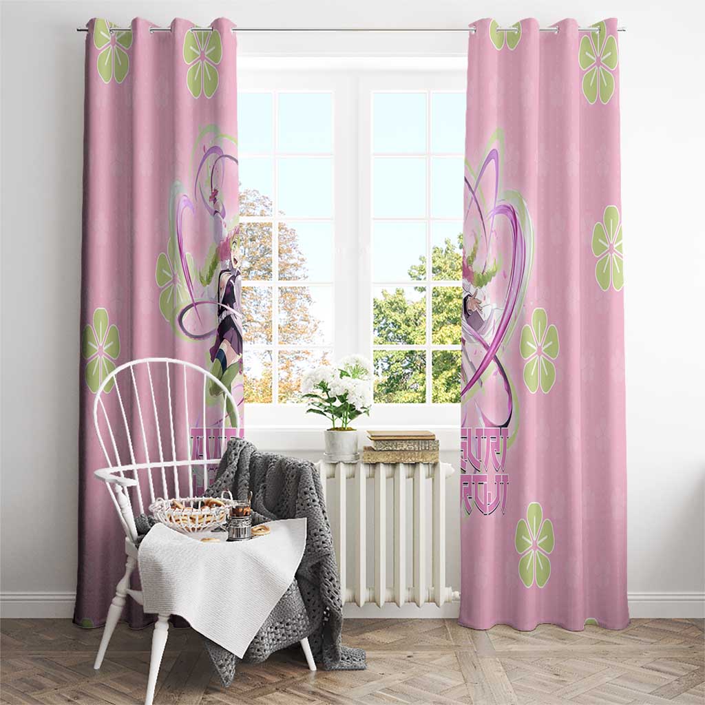Kanroji Mitsuri Demon Slayer Window Curtain Pastel Blossom Anime Lovecore Style
