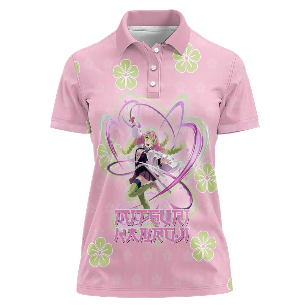 Kanroji Mitsuri Demon Slayer Women Polo Shirt Pastel Blossom Anime Lovecore Style