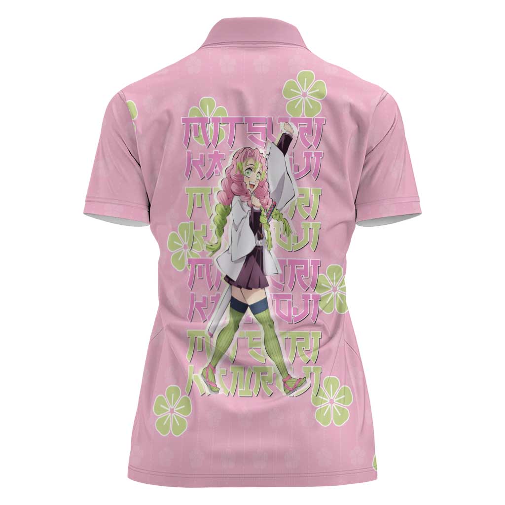 Kanroji Mitsuri Demon Slayer Women Polo Shirt Pastel Blossom Anime Lovecore Style