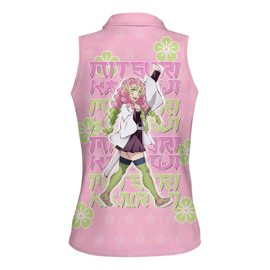 Kanroji Mitsuri Demon Slayer Women Sleeveless Polo Shirt Pastel Blossom Anime Lovecore Style