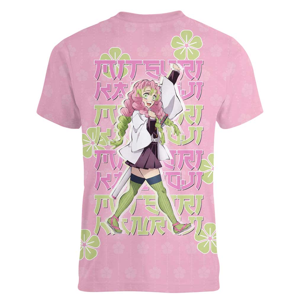 Kanroji Mitsuri Demon Slayer Women V-Neck T-Shirt Pastel Blossom Anime Lovecore Style