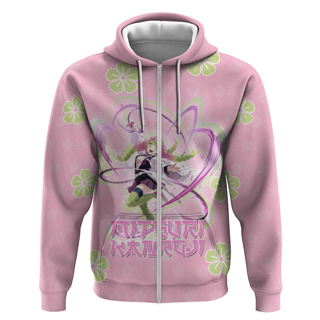 Kanroji Mitsuri Demon Slayer Zip Hoodie Pastel Blossom Anime Lovecore Style