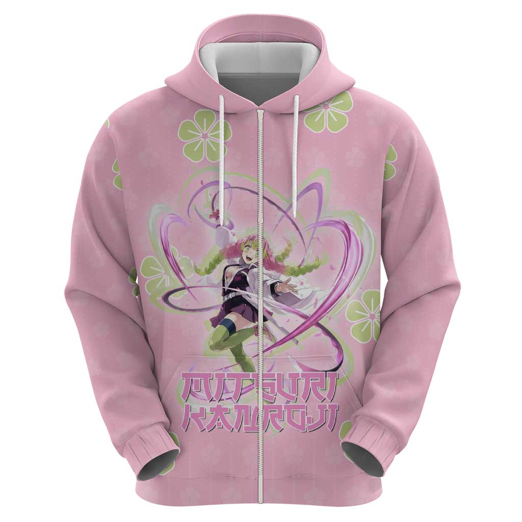 Kanroji Mitsuri Demon Slayer Zip Hoodie Pastel Blossom Anime Lovecore Style