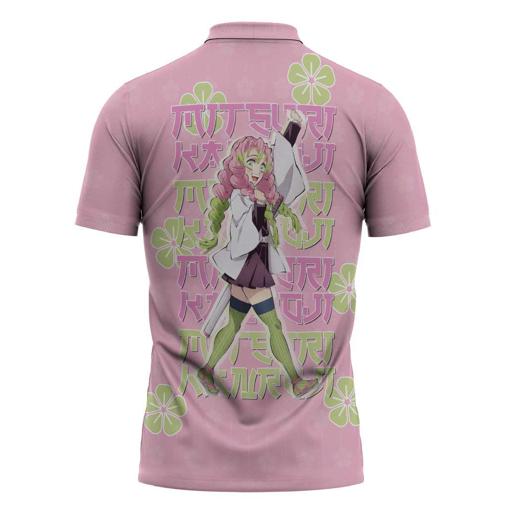 Kanroji Mitsuri Demon Slayer Zipper Polo Shirt Pastel Blossom Anime Lovecore Style
