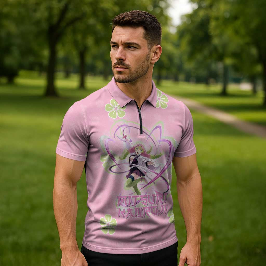 Kanroji Mitsuri Demon Slayer Zipper Polo Shirt Pastel Blossom Anime Lovecore Style