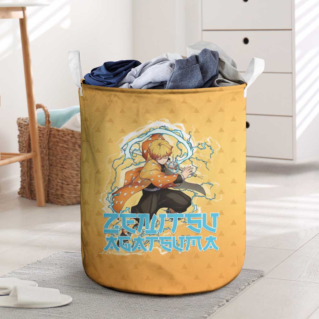 Zenitsu Agatsuma Demon Slayer Laundry Basket Thunder Spark Anime Tri-Pattern Style