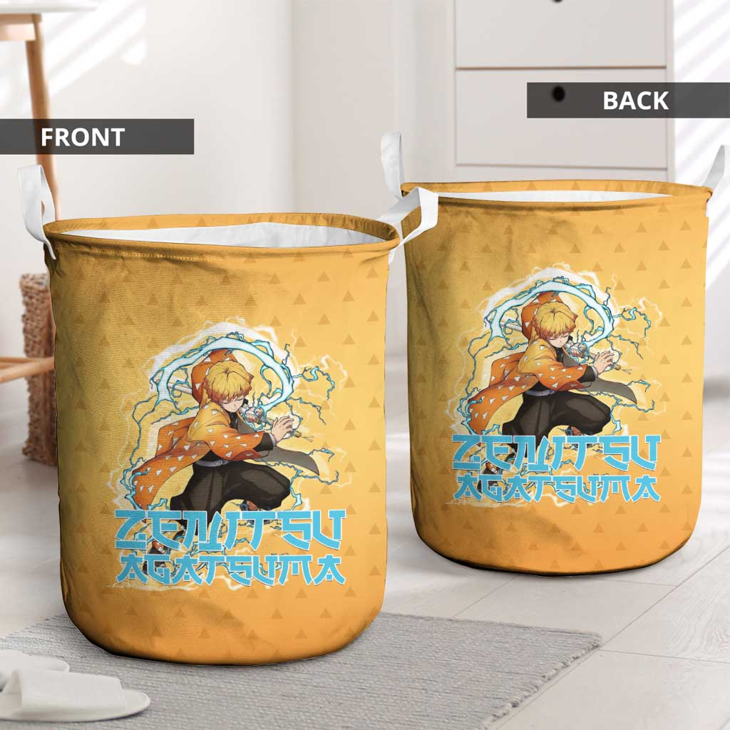 Zenitsu Agatsuma Demon Slayer Laundry Basket Thunder Spark Anime Tri-Pattern Style