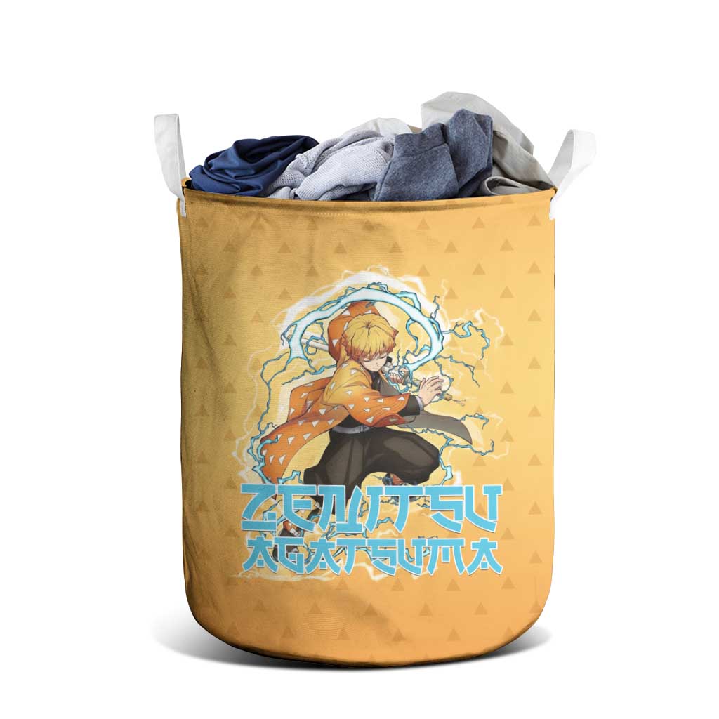 Zenitsu Agatsuma Demon Slayer Laundry Basket Thunder Spark Anime Tri-Pattern Style