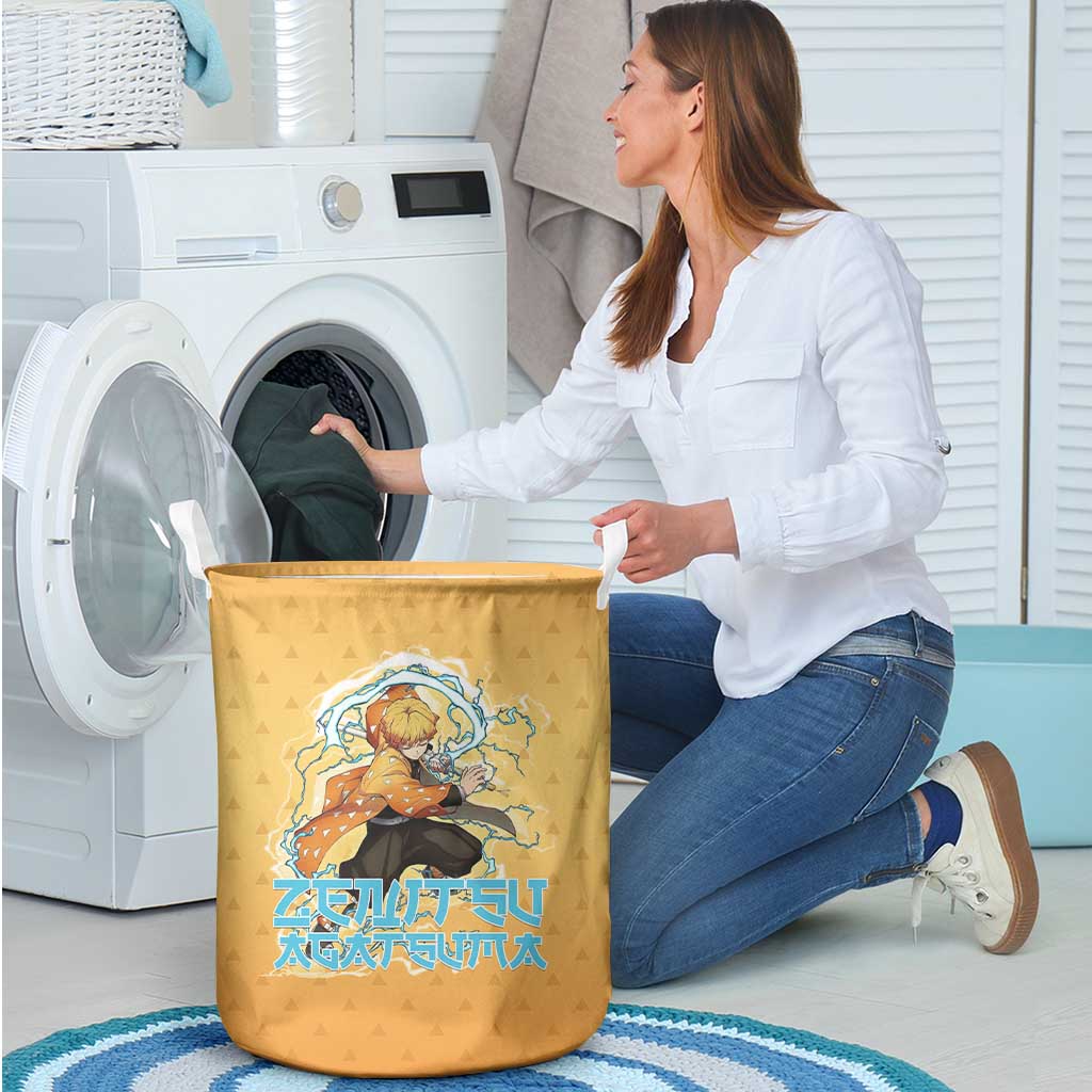 Zenitsu Agatsuma Demon Slayer Laundry Basket Thunder Spark Anime Tri-Pattern Style