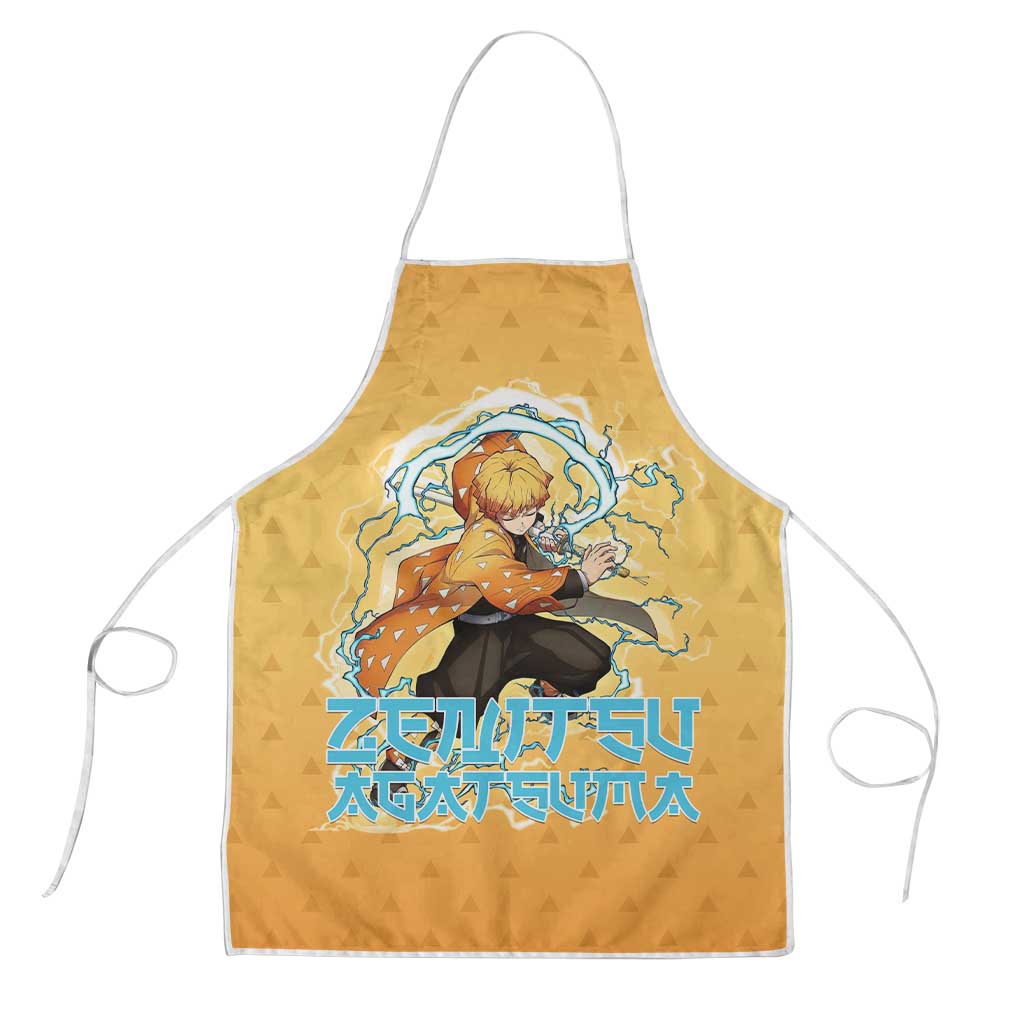 Zenitsu Agatsuma Demon Slayer Apron Thunder Spark Anime Tri-Pattern Style