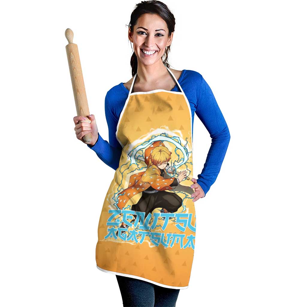 Zenitsu Agatsuma Demon Slayer Apron Thunder Spark Anime Tri-Pattern Style