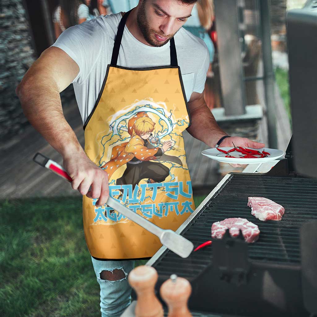 Zenitsu Agatsuma Demon Slayer Apron Thunder Spark Anime Tri-Pattern Style