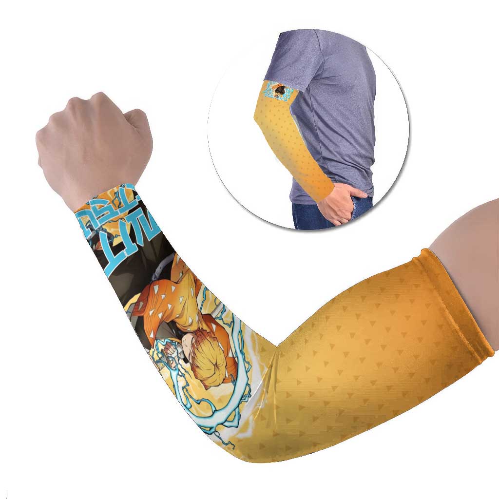 Zenitsu Agatsuma Demon Slayer Arm Sleeves Thunder Spark Anime Tri-Pattern Style