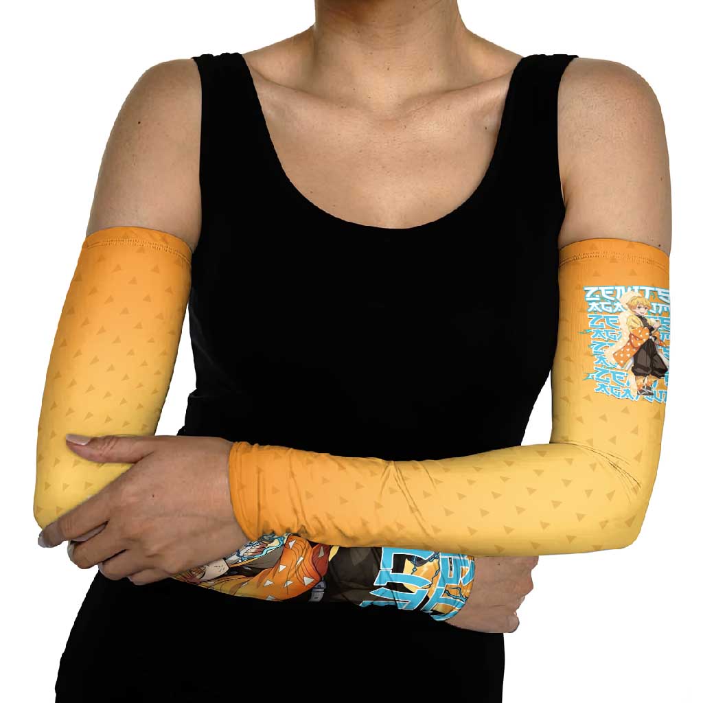 Zenitsu Agatsuma Demon Slayer Arm Sleeves Thunder Spark Anime Tri-Pattern Style