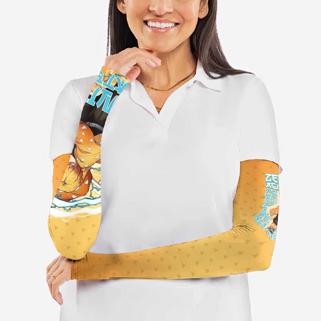 Zenitsu Agatsuma Demon Slayer Arm Sleeves Thunder Spark Anime Tri-Pattern Style