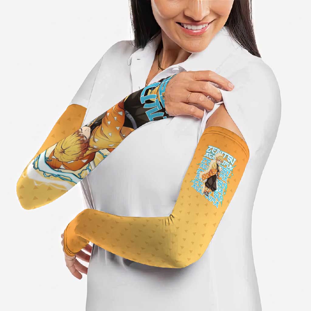 Zenitsu Agatsuma Demon Slayer Arm Sleeves Thunder Spark Anime Tri-Pattern Style