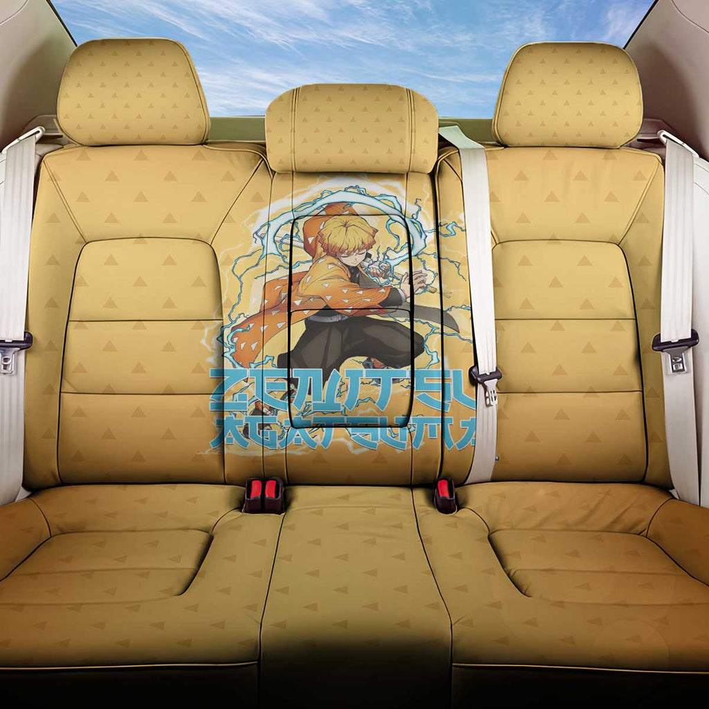 Zenitsu Agatsuma Demon Slayer Back Car Seat Cover Thunder Spark Anime Tri-Pattern Style
