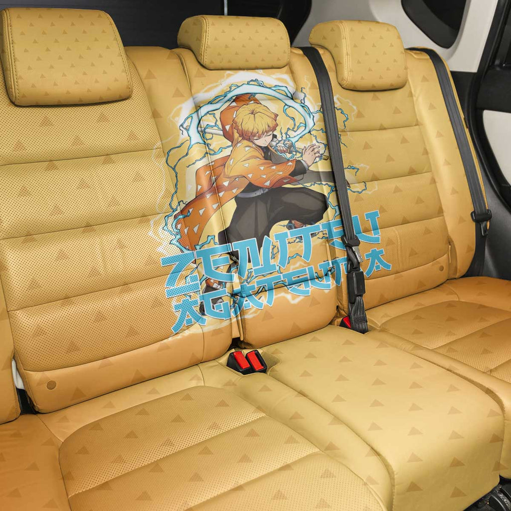 Zenitsu Agatsuma Demon Slayer Back Car Seat Cover Thunder Spark Anime Tri-Pattern Style