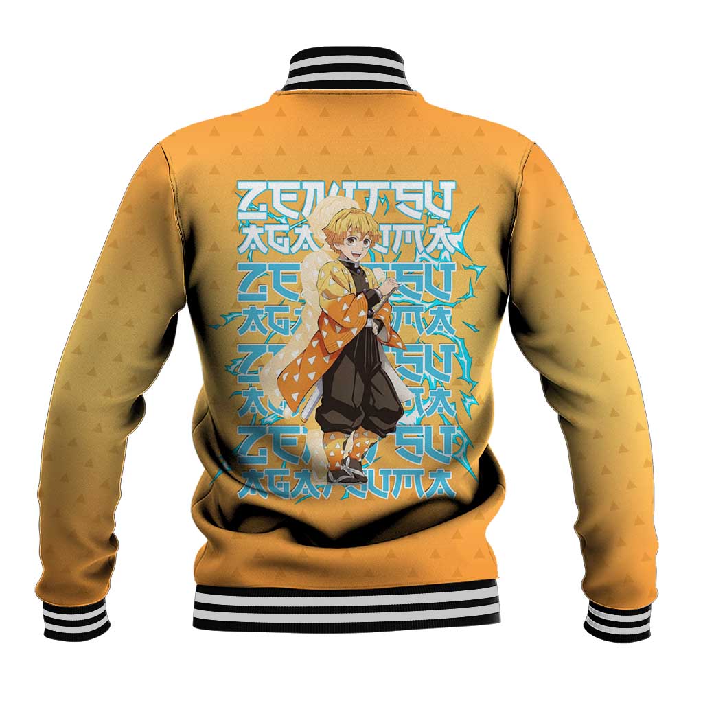 Zenitsu Agatsuma Demon Slayer Baseball Jacket Thunder Spark Anime Tri-Pattern Style