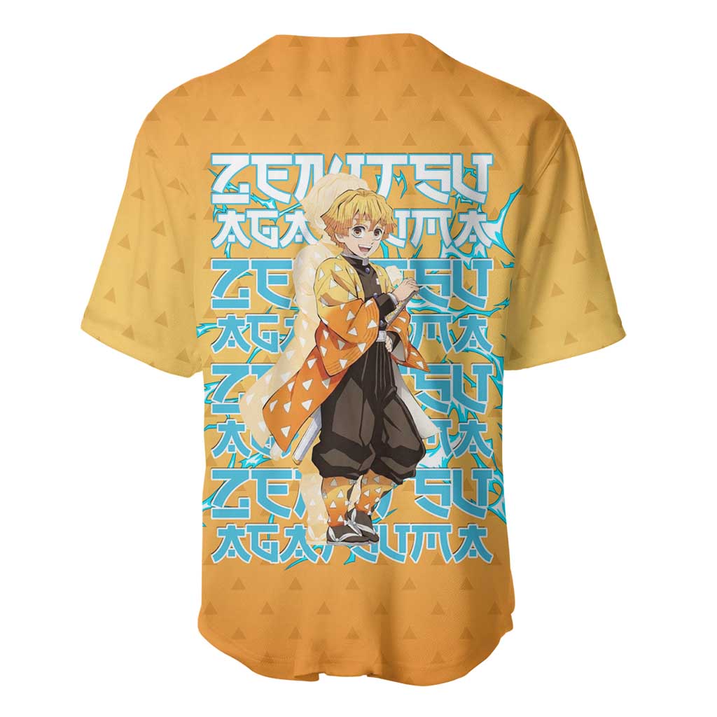 Zenitsu Agatsuma Demon Slayer Baseball Jersey Thunder Spark Anime Tri-Pattern Style