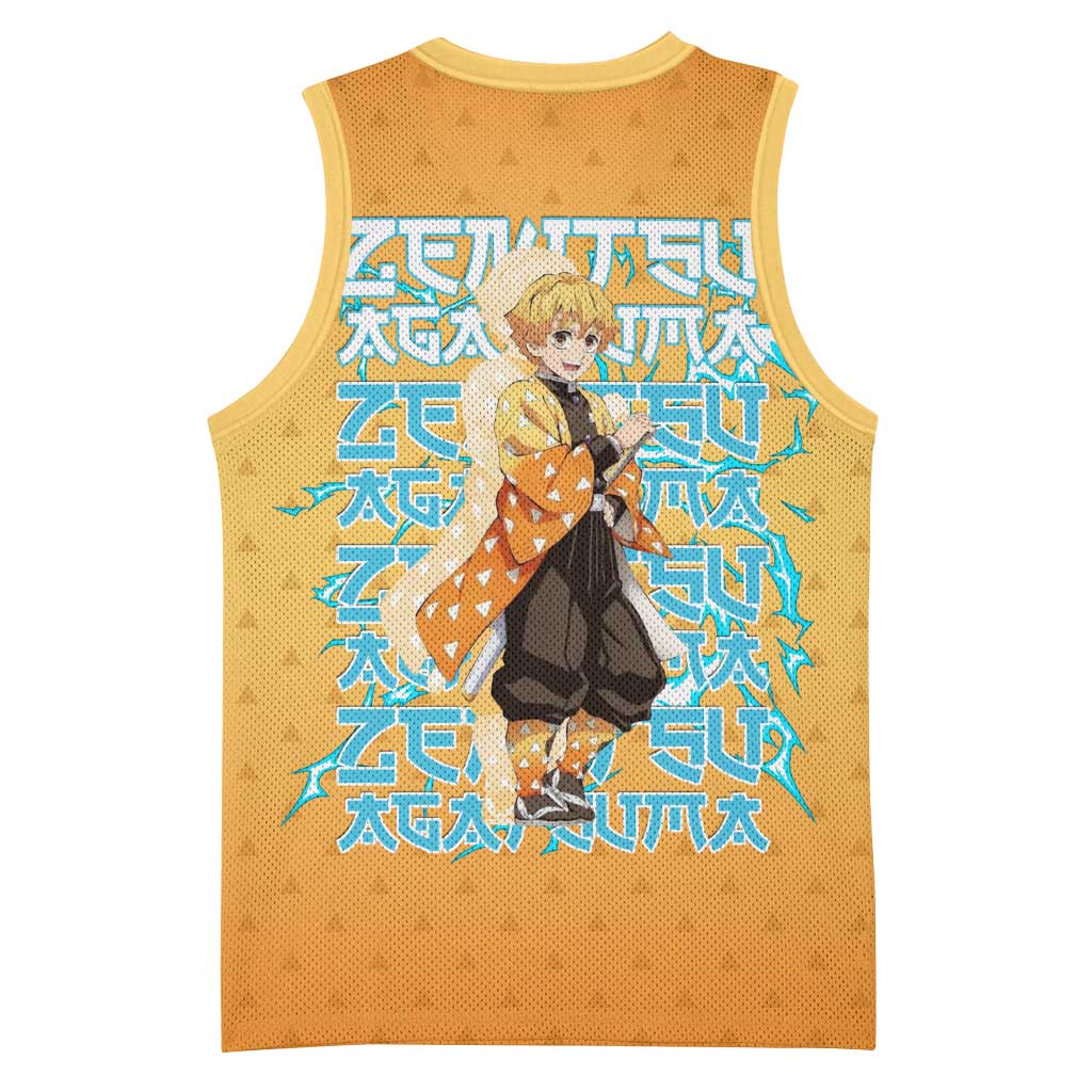 Zenitsu Agatsuma Demon Slayer Basketball Jersey Thunder Spark Anime Tri-Pattern Style