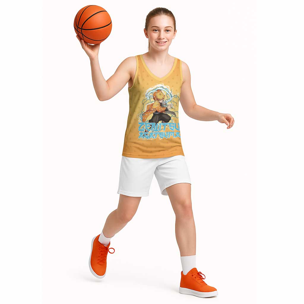 Zenitsu Agatsuma Demon Slayer Basketball Jersey Thunder Spark Anime Tri-Pattern Style