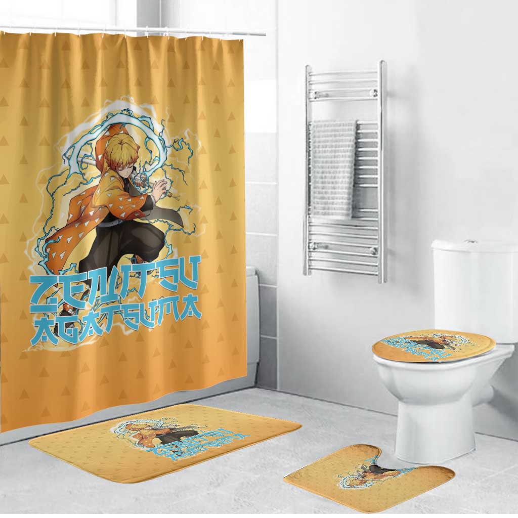 Zenitsu Agatsuma Demon Slayer Bathroom Set Thunder Spark Anime Tri-Pattern Style