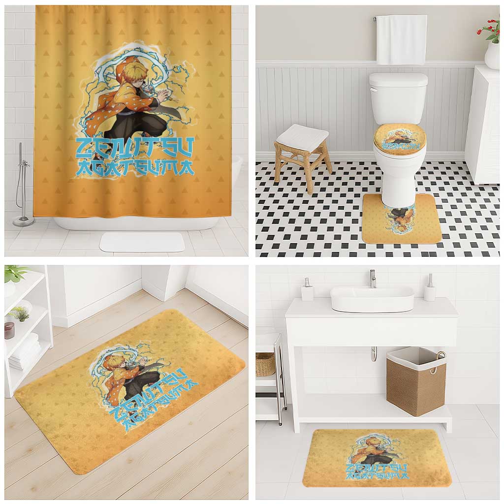 Zenitsu Agatsuma Demon Slayer Bathroom Set Thunder Spark Anime Tri-Pattern Style