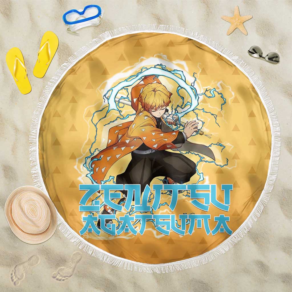 Zenitsu Agatsuma Demon Slayer Beach Blanket Thunder Spark Anime Tri-Pattern Style