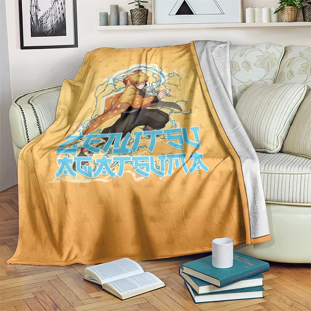 Zenitsu Agatsuma Demon Slayer Blanket Thunder Spark Anime Tri-Pattern Style