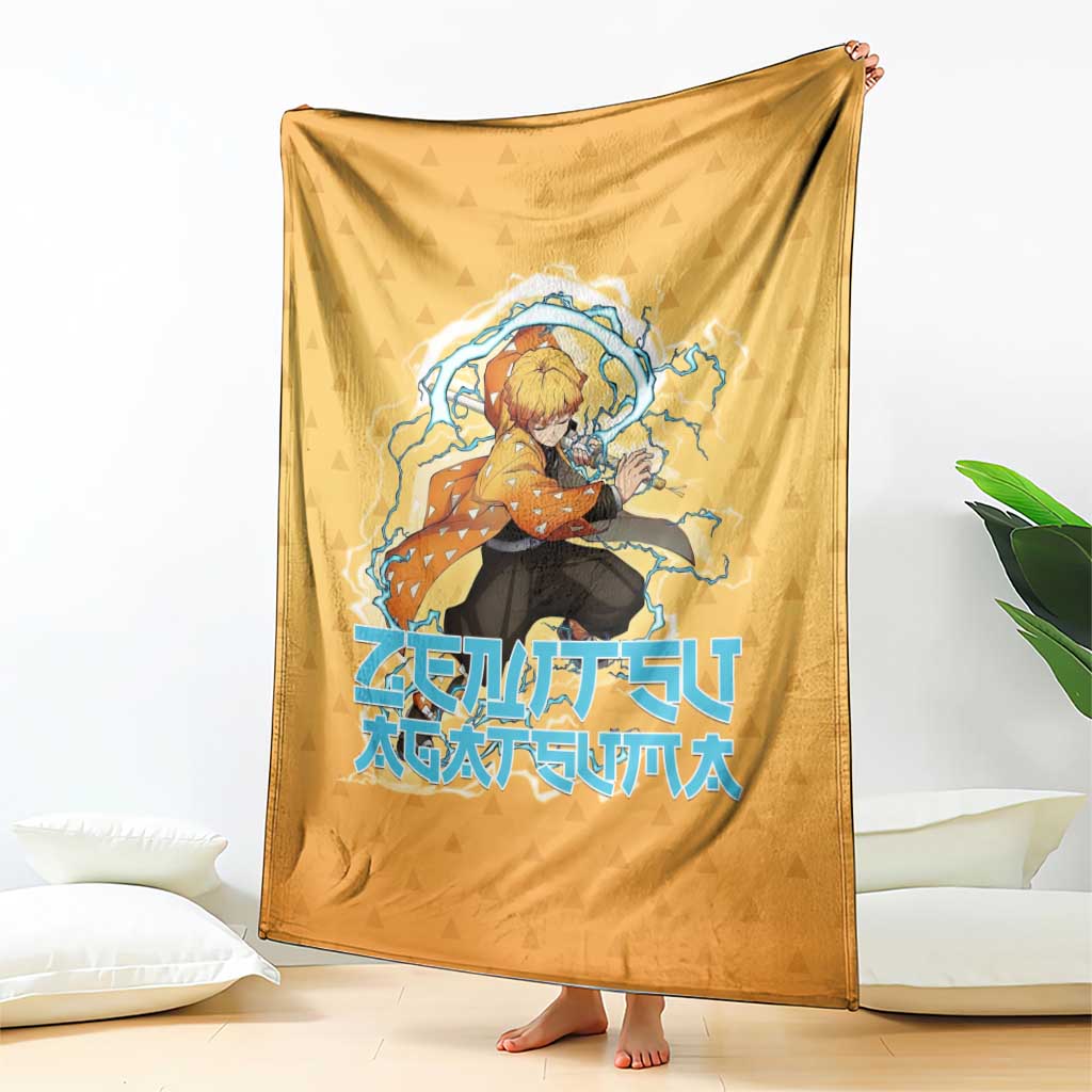 Zenitsu Agatsuma Demon Slayer Blanket Thunder Spark Anime Tri-Pattern Style